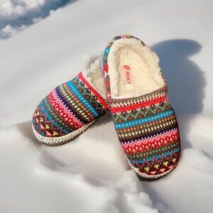 Roxy Snowbird Slipper‎ Children Size 3 Woven Hegge Faux Shearling Scandinavian